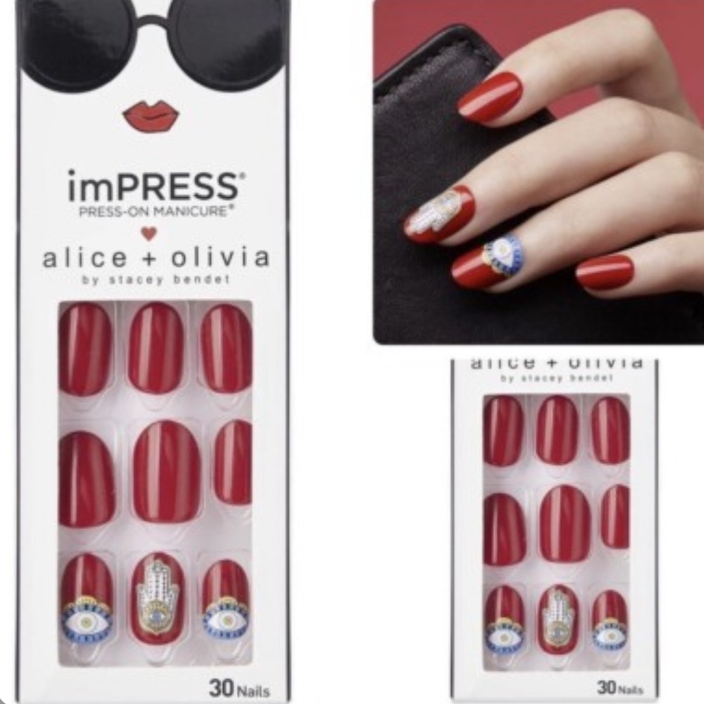 NIB imPRESS Red Press-On Nails by alice + olivia